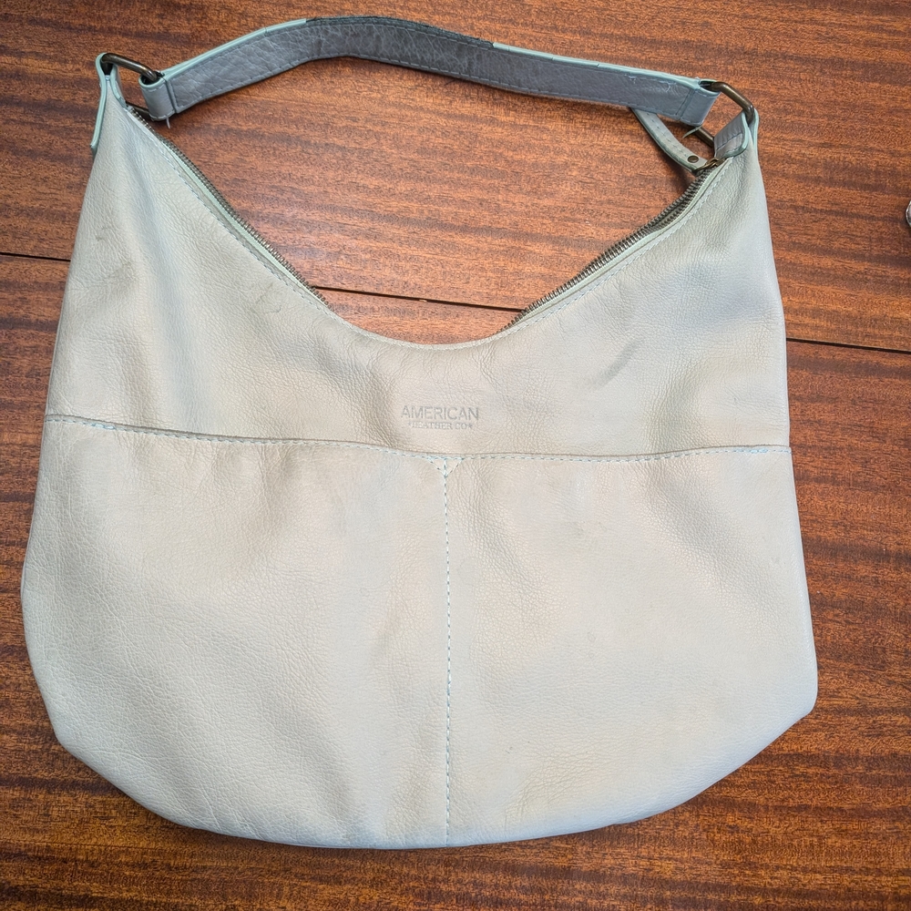 American Leather Hobo Bag - Light Gray